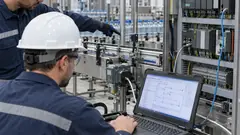 Especialista revisando un programa PLC