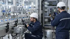 Especialistas realizando mantenimiento industrial